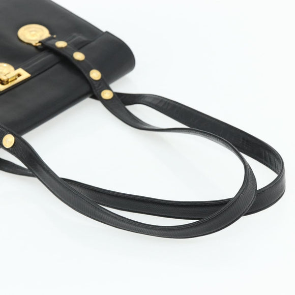 Gianni Versace Tote Bag Leather Black Gold Auth 179254A