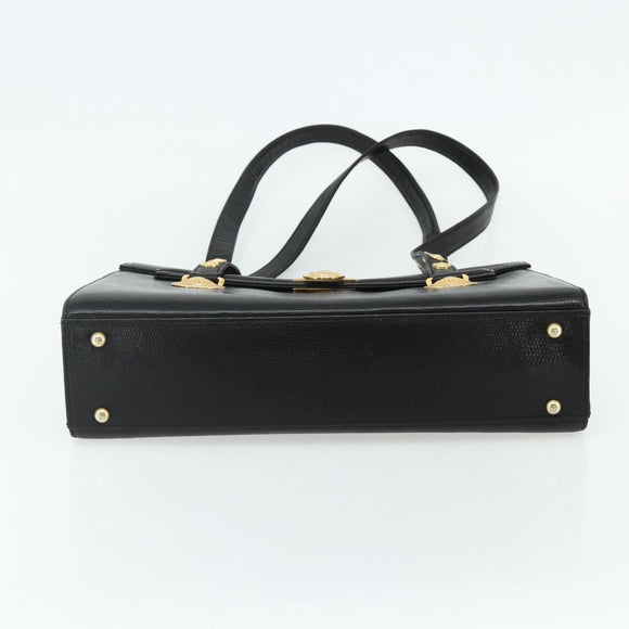 Gianni Versace Tote Bag Leather Black Gold Auth 179254A