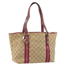 GUCCI GG Canvas Sherry Line Tragetasche Beige Gold Rosa 137395 Auth 179258-1