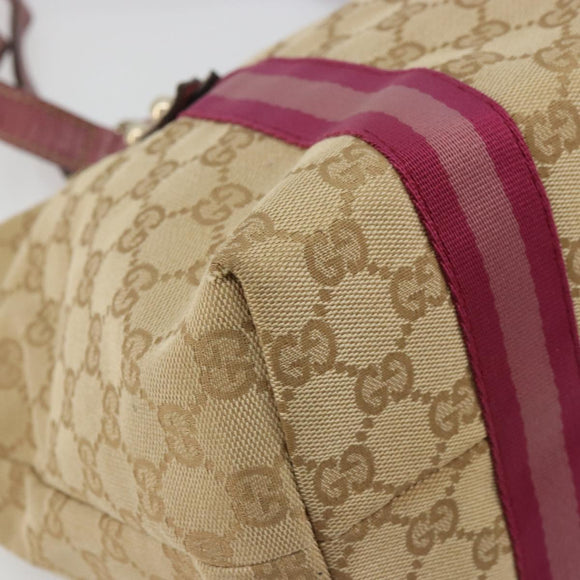 GUCCI GG Canvas Sherry Line Tragetasche Beige Gold Rosa 137395 Auth 179258