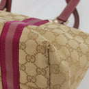 GUCCI GG Canvas Sherry Line Tragetasche Beige Gold Rosa 137395 Auth 179258-15