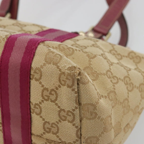 GUCCI GG Canvas Sherry Line Tragetasche Beige Gold Rosa 137395 Auth 179258