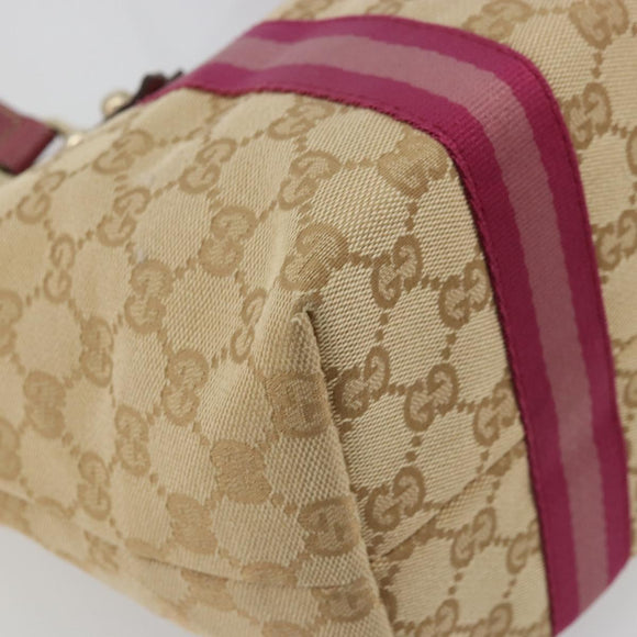 GUCCI GG Canvas Sherry Line Tragetasche Beige Gold Rosa 137395 Auth 179258