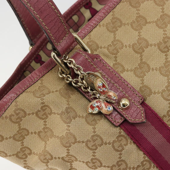 GUCCI GG Canvas Sherry Line Tragetasche Beige Gold Rosa 137395 Auth 179258