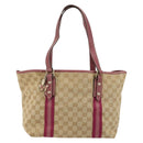 GUCCI GG Canvas Sherry Line Tragetasche Beige Gold Rosa 137395 Auth 179258-13