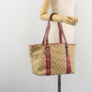 GUCCI GG Canvas Sherry Line Tragetasche Beige Gold Rosa 137395 Auth 179258-22