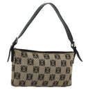 LOEWE Anagram Shoulder Bag Canvas Silver Beige Auth 179259A-1