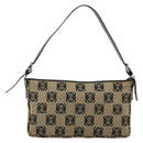 LOEWE Anagram Shoulder Bag Canvas Silver Beige Auth 179259A-2