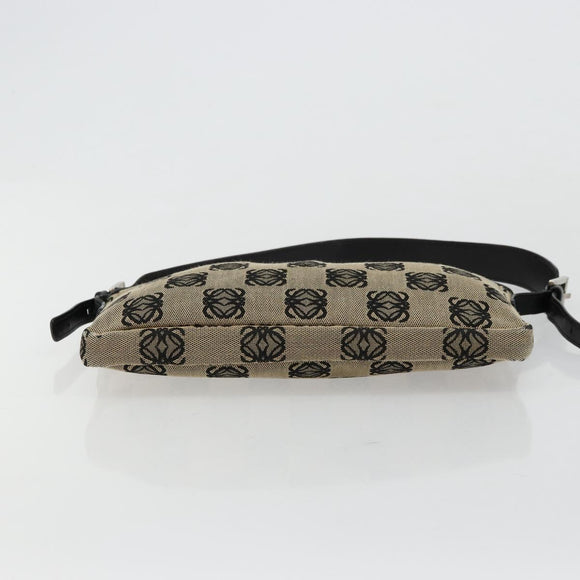 LOEWE Anagram Shoulder Bag Canvas Silver Beige Auth 179259A