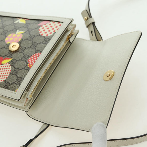 GUCCI GG Supreme Apple Messenger Bag PVC Leather Beige Gold 625782 Auth 179262M