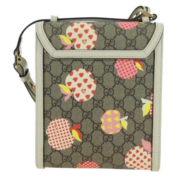 GUCCI GG Supreme Apple Messenger Bag PVC Leather Beige Gold 625782 Auth 179262M