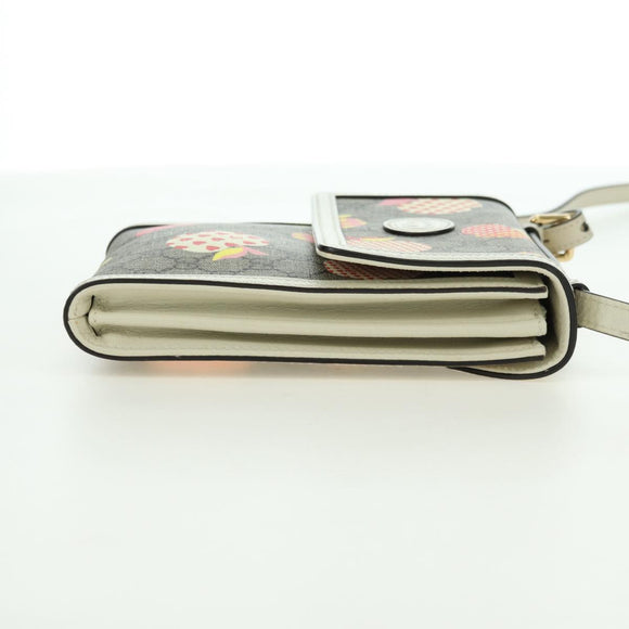 GUCCI GG Supreme Apple Messenger Bag PVC Leather Beige Gold 625782 Auth 179262M