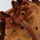 MCM Vicetos Logogram Shoulder Bag PVC Leather Brown Gold Auth 179264A-17