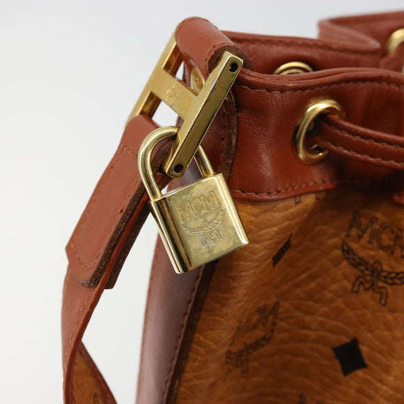 MCM Vicetos Logogram Shoulder Bag PVC Leather Brown Gold Auth 179264A