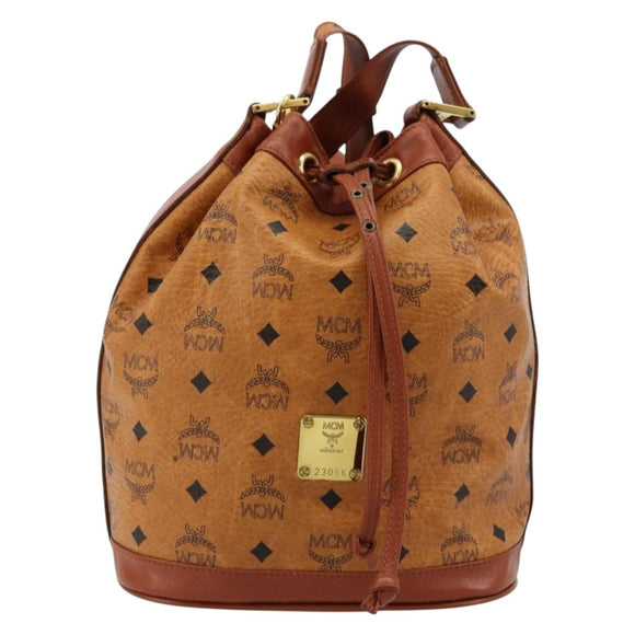 MCM Vicetos Logogram Shoulder Bag PVC Leather Brown Gold Auth 179264A