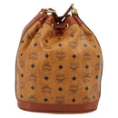 MCM Vicetos Logogram Shoulder Bag PVC Leather Brown Gold Auth 179264A-2