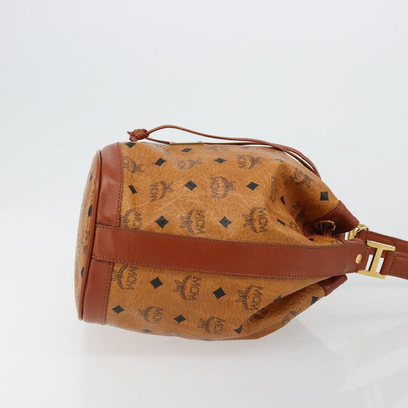 MCM Vicetos Logogram Shoulder Bag PVC Leather Brown Gold Auth 179264A