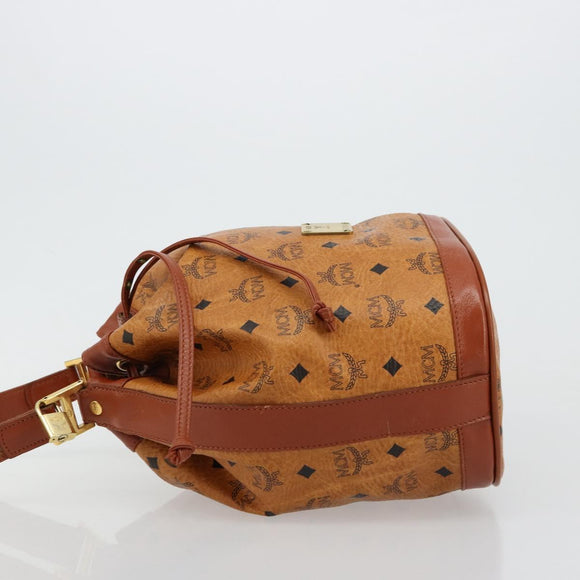 MCM Vicetos Logogram Shoulder Bag PVC Leather Brown Gold Auth 179264A