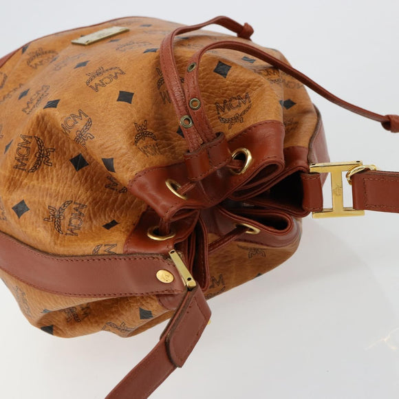 MCM Vicetos Logogram Shoulder Bag PVC Leather Brown Gold Auth 179264A