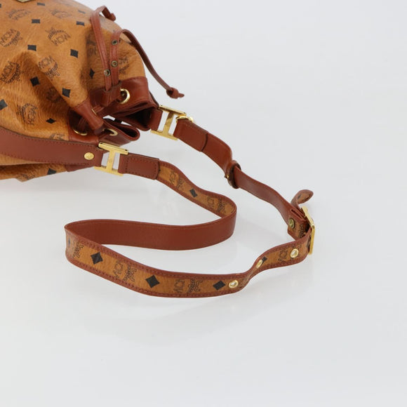 MCM Vicetos Logogram Shoulder Bag PVC Leather Brown Gold Auth 179264A