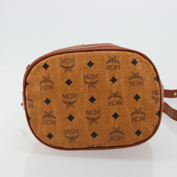 MCM Vicetos Logogram Shoulder Bag PVC Leather Brown Gold Auth 179264A