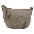 GUCCI Soho Shoulder Bag Leather Gray Gold 295175 Auth 179265A-1