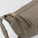GUCCI Soho Shoulder Bag Leather Gray Gold 295175 Auth 179265A-14