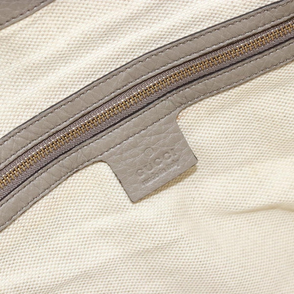 GUCCI Soho Shoulder Bag Leather Gray Gold 295175 Auth 179265A