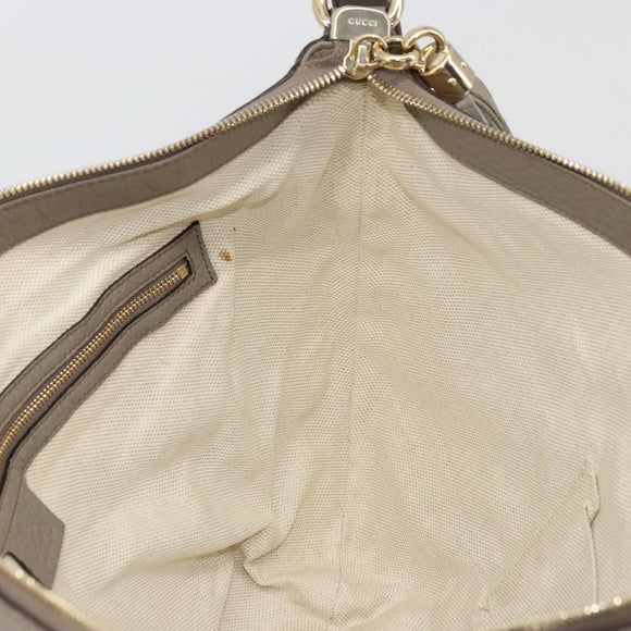 GUCCI Soho Shoulder Bag Leather Gray Gold 295175 Auth 179265A
