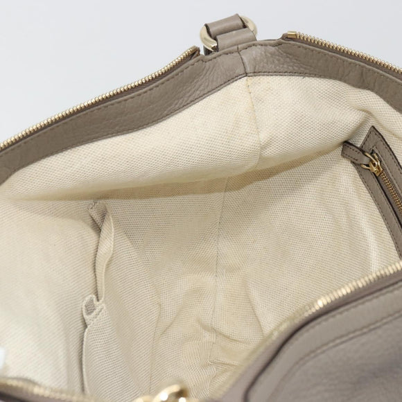 GUCCI Soho Shoulder Bag Leather Gray Gold 295175 Auth 179265A