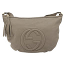 GUCCI Soho Shoulder Bag Leather Gray Gold 295175 Auth 179265A-2