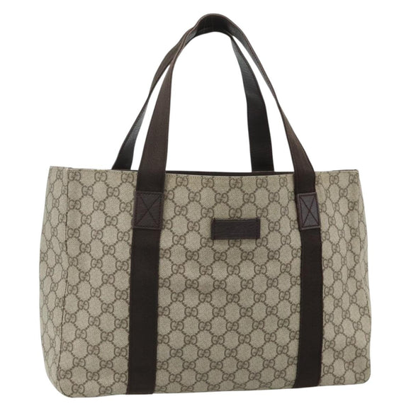 GUCCI GG Supreme Tote Bag PVC Beige 141624 Auth 179266A