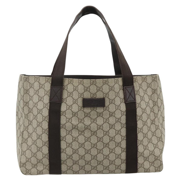 GUCCI GG Supreme Tote Bag PVC Beige 141624 Auth 179266A