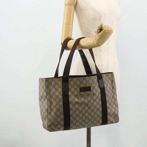 GUCCI GG Supreme Tote Bag PVC Beige 141624 Auth 179266A