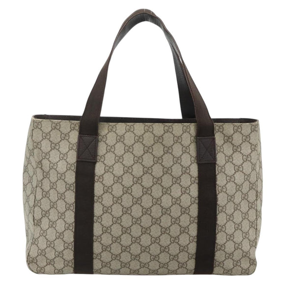 GUCCI GG Supreme Tote Bag PVC Beige 141624 Auth 179266A