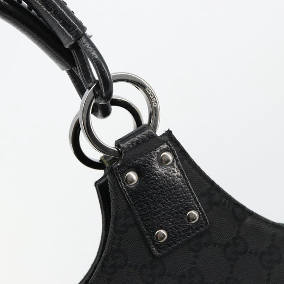 GUCCI GG Canvas Hand Bag Black Silver 132260 Auth 179267A