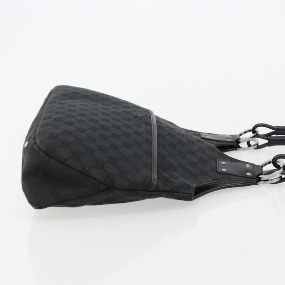 GUCCI GG Canvas Hand Bag Black Silver 132260 Auth 179267A