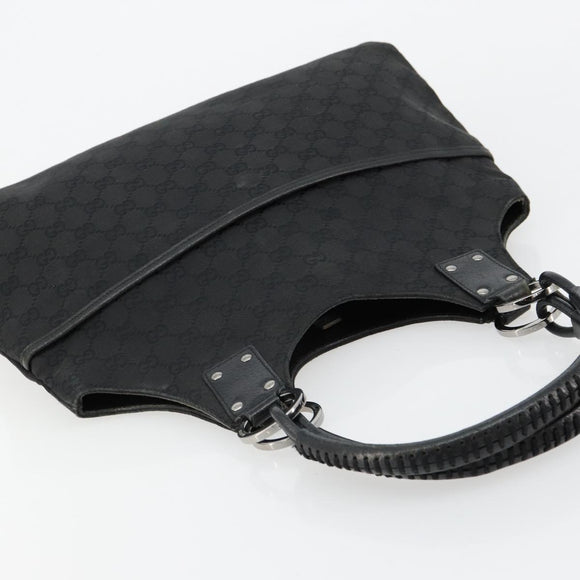 GUCCI GG Canvas Hand Bag Black Silver 132260 Auth 179267A