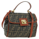 FENDI Zucca Canvas Shoulder Bag Black Brown Auth 179273V-1