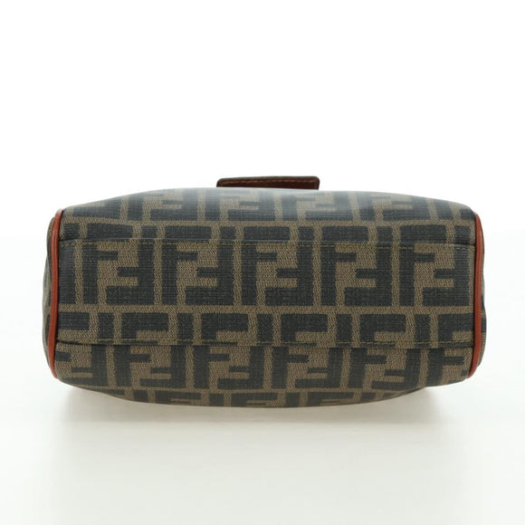 FENDI Zucca Canvas Shoulder Bag Black Brown Auth 179273V