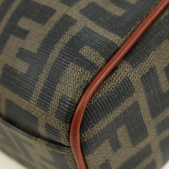 FENDI Zucca Canvas Shoulder Bag Black Brown Auth 179273V