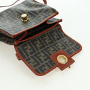 FENDI Zucca Canvas Shoulder Bag Black Brown Auth 179273V-19