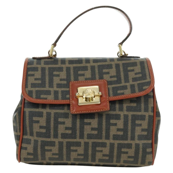 FENDI Zucca Canvas Shoulder Bag Black Brown Auth 179273V