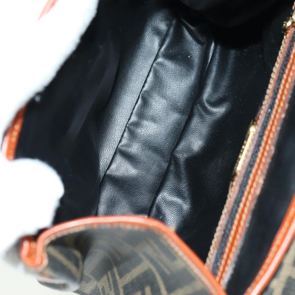 FENDI Zucca Canvas Shoulder Bag Black Brown Auth 179273V