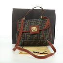 FENDI Zucca Canvas Shoulder Bag Black Brown Auth 179273V-27