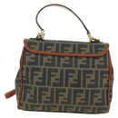 FENDI Zucca Canvas Shoulder Bag Black Brown Auth 179273V-3