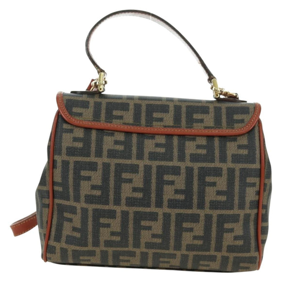 FENDI Zucca Canvas Shoulder Bag Black Brown Auth 179273V