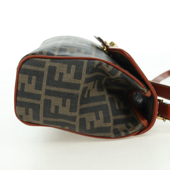 FENDI Zucca Canvas Shoulder Bag Black Brown Auth 179273V