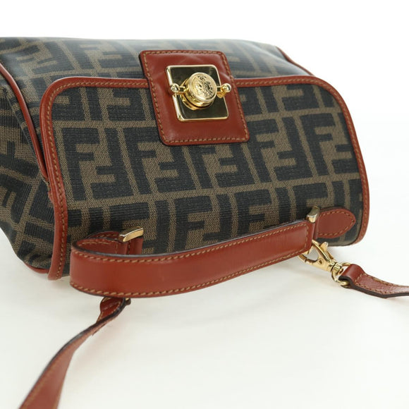 FENDI Zucca Canvas Shoulder Bag Black Brown Auth 179273V