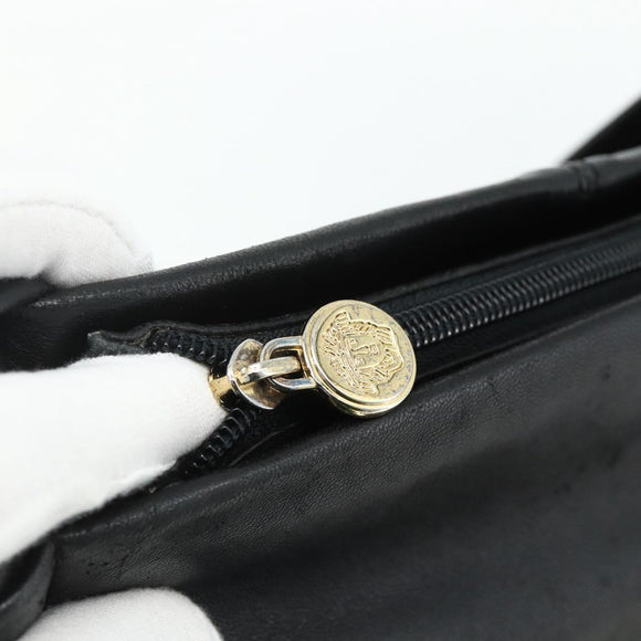 VERSACE Shoulder Bag Leather Black Gold Auth 179275A
